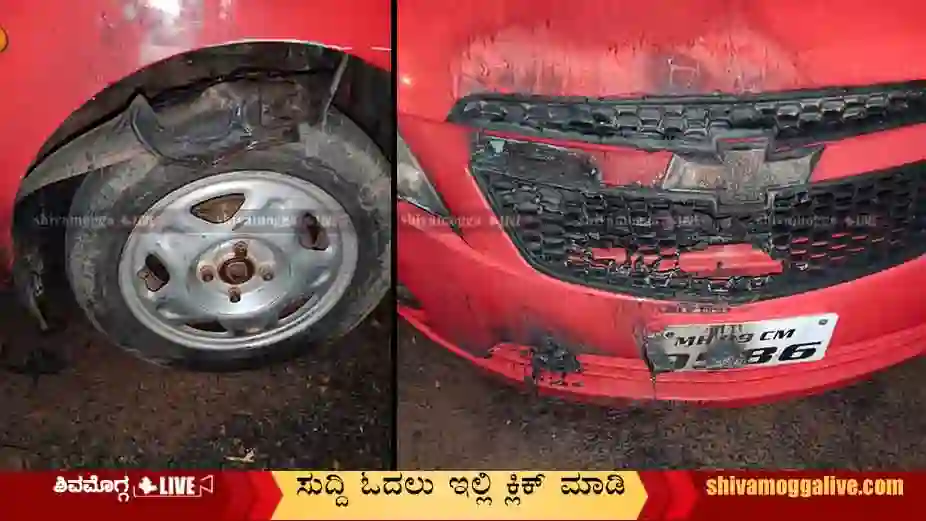 fire-on-Car-At-Bhadravathi.