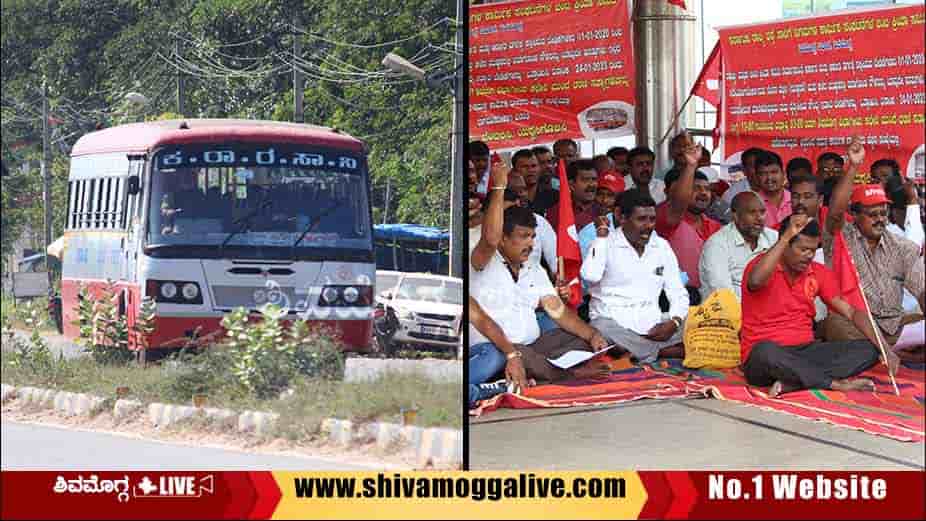 KSRTC-worker-Protest-in-Shimoga-Bus-Stand