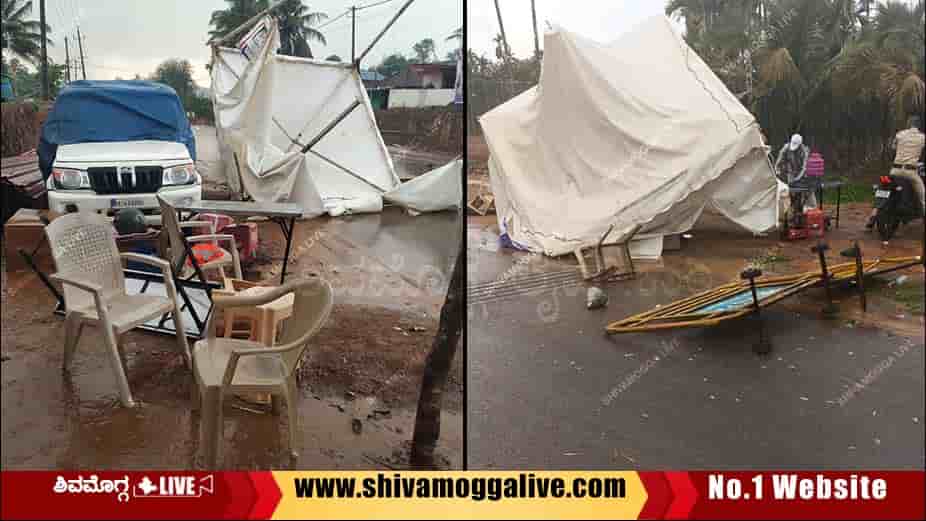 Election-Checkpost-destroyed-due-to-Heavy-rain-in-Shimoga
