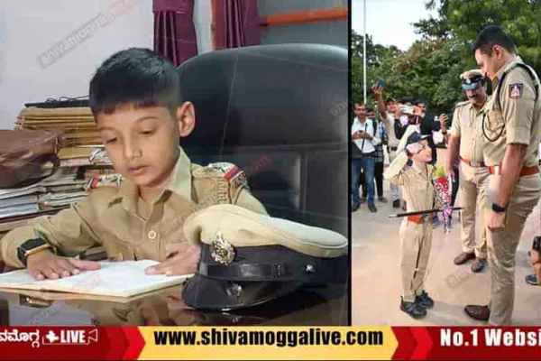 Eight year old Boy-Azan-Khan-takes-charge-as-Doddapete-Inspector.