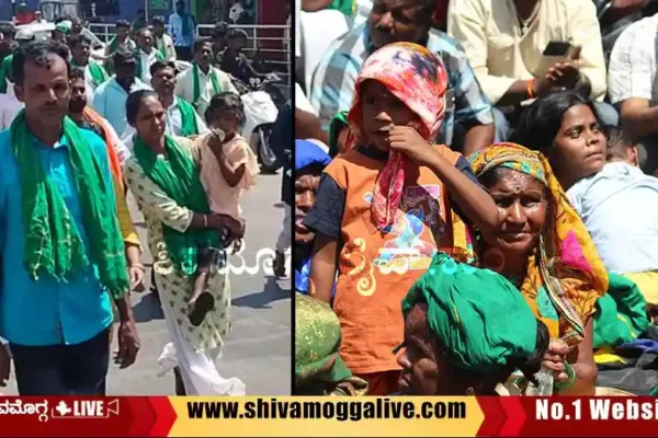 Farmers-with-children-protest-march-in-Shimoga.