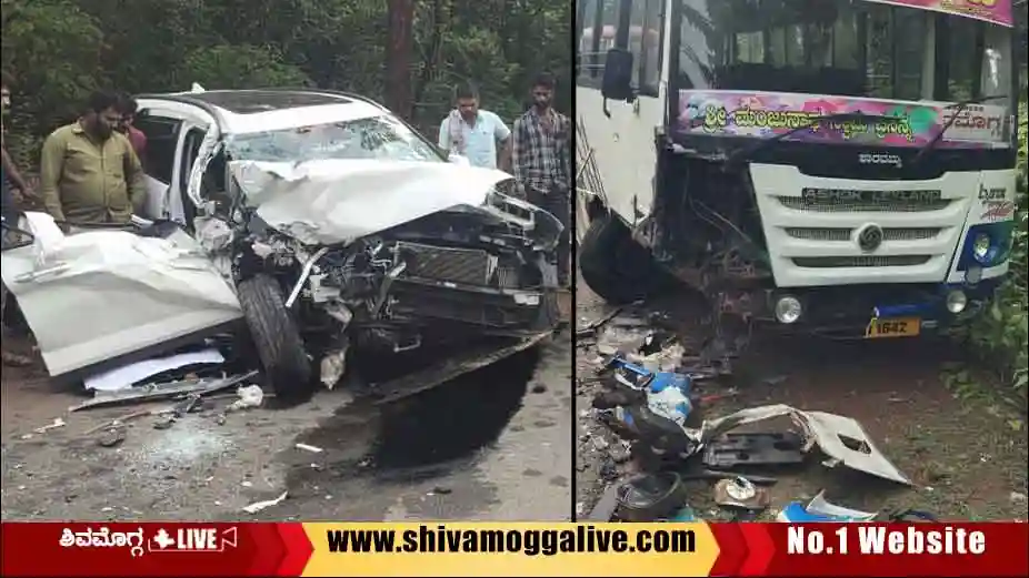 Bus-car-at-Kaspadi-cross-in-Sagara-road