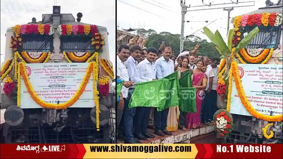 Shimoga-Chennai-Train-green-flag-in-railway-station-by-raghavendra