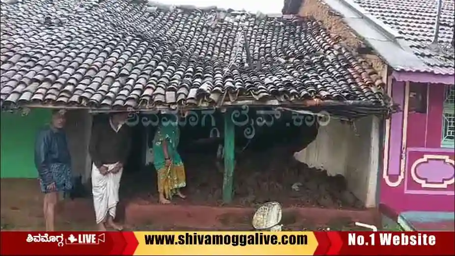 150724 Haranahalli house wall collapse Shimoga taluk