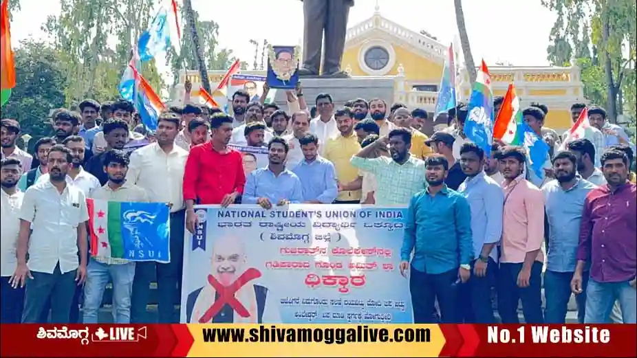 NSUI-Protest-against-Home Minister Amith-Shah-in-Shimoga