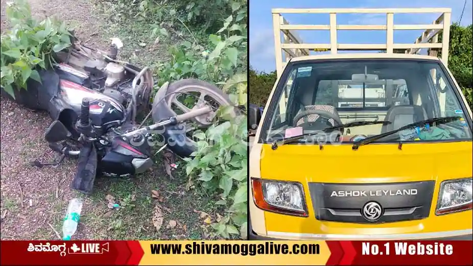 Bike-and-Goods-Vehicle-incident-at-Shimoga-Thirthahalli-Road