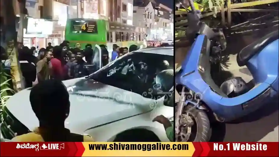 Doctor-Car-and-electric-bike-mishap-at-savalanga-road-in-shimoga-city.