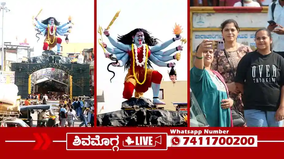 ಗಾಂಧಿ ಬಜಾರ್ ಮುಂದೆ ಮಹಾಕಾಳಿಯ ಅಬ್ಬರ, ಬೃಹತ್ ಕಲಾಕೃತಿಯ ವಿಶೇಷತೆ ಏನು? 2 Kote-Marikamba-Jathre-Mahadwara-in-Gandhibazaar.