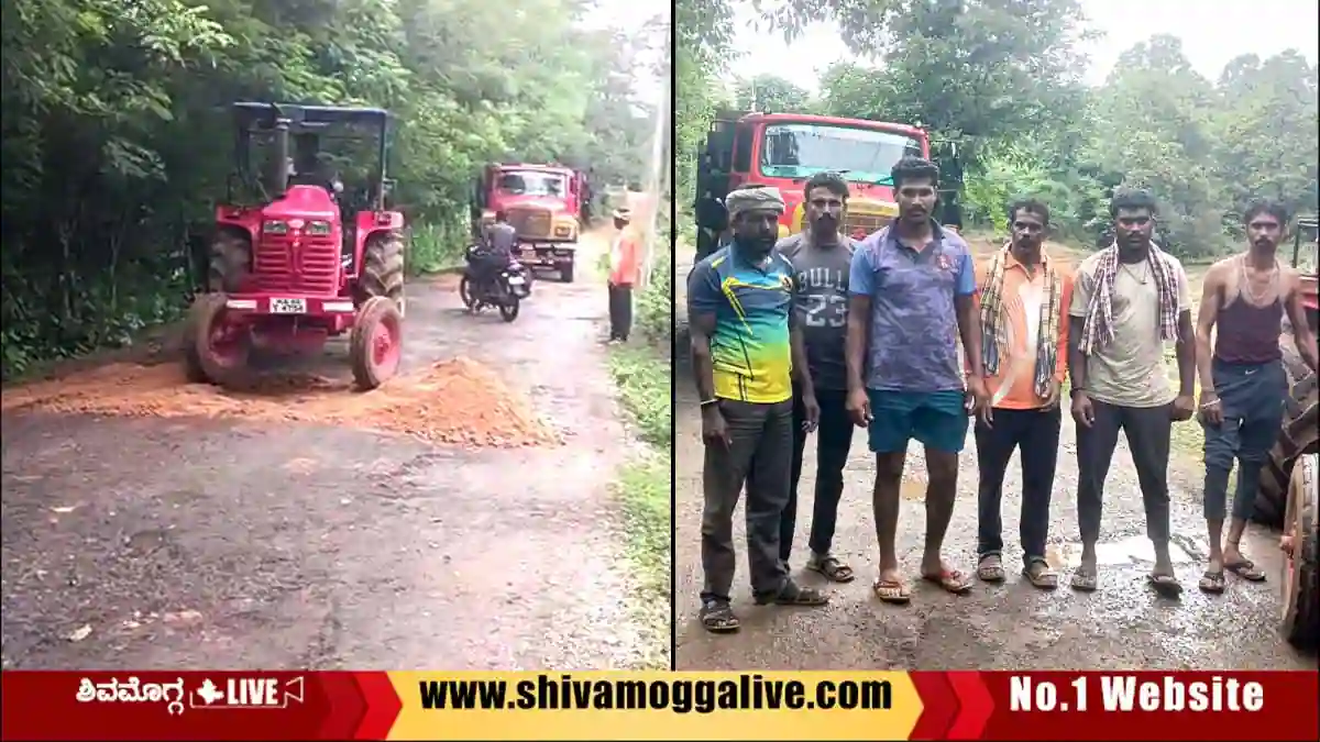 Hosanagara-M-Guddekoppa-Youths-fill-pothole