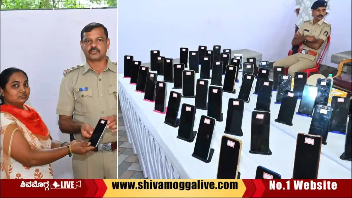 ದೊಡ್ಡಪೇಟೆ ಠಾಣೆ ಆವರಣದಲ್ಲಿ ಸಾರ್ವಜನಿಕರಿಗೆ 50 ಮೊಬೈಲ್ ಫೋನ್ ಹಸ್ತಾಂತರ 1 mobile-phones-recovered-by-doddapete-police
