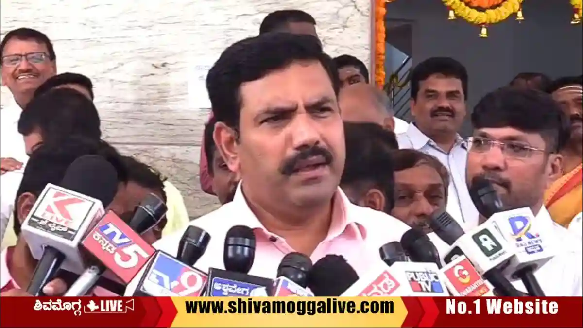 BY Vijayendra speaks to media at NDV Hostel Premises in Shivamogga