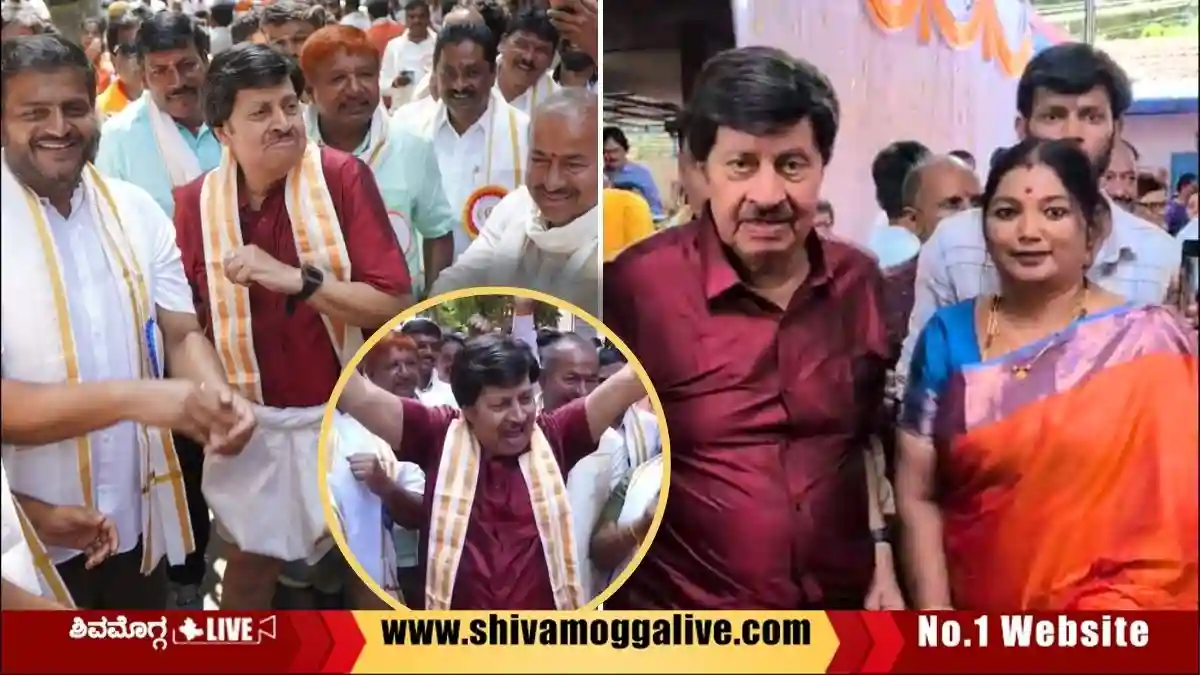 ಶಿವಮೊಗ್ಗ ದಸರಾದಲ್ಲಿ ಪ್ರಣಯ ರಾಜನ ಡಾನ್ಸ್, ಶ್ರೀನಾಥ್ ಜೊತೆ ಸೆಲ್ಫಿ, ಫೋಟೊಗೆ ಮುಗಿಬಿದ್ದ ಫ್ಯಾನ್ಸ್ 1 Actor Srinath dances in Shivamogga Dasara Procession With MLA Channabasappa and HC Yogesh