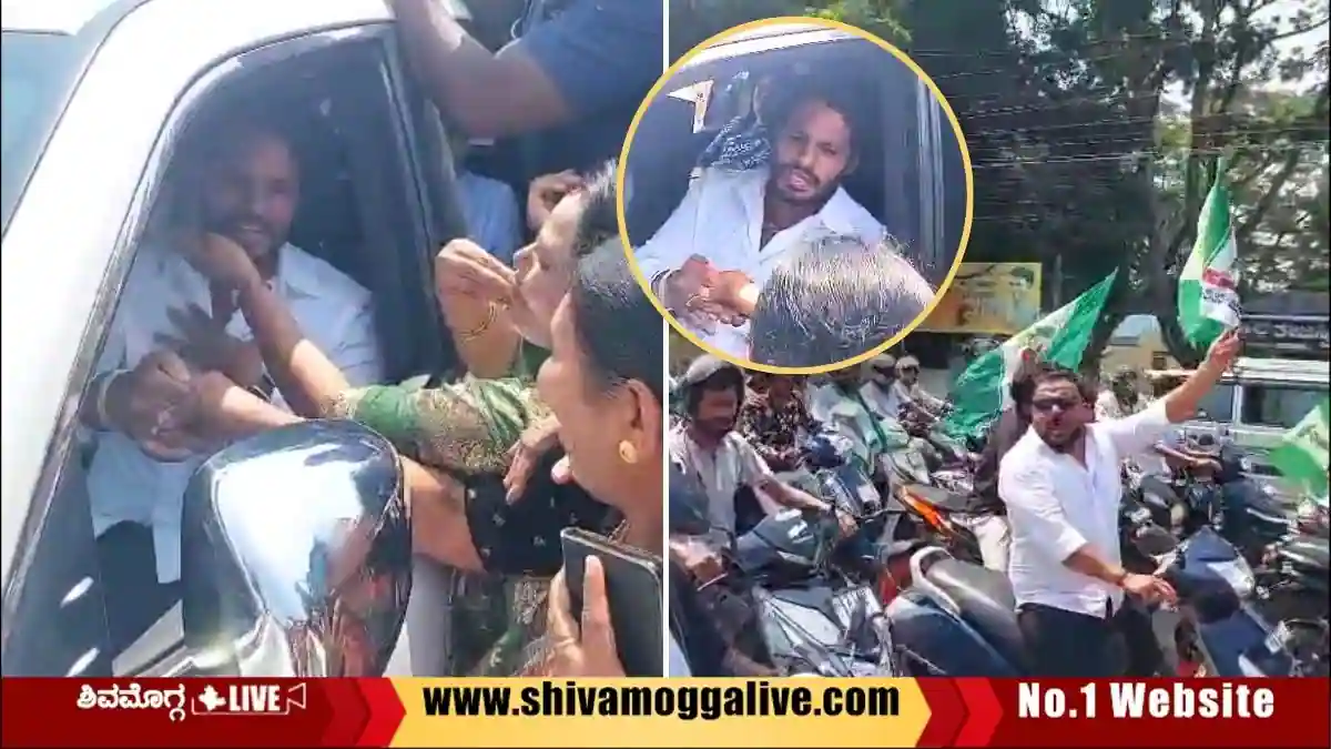 JDS-Workers-Welcome-Nikhil-Kumaraswamy-in-Shivamogga